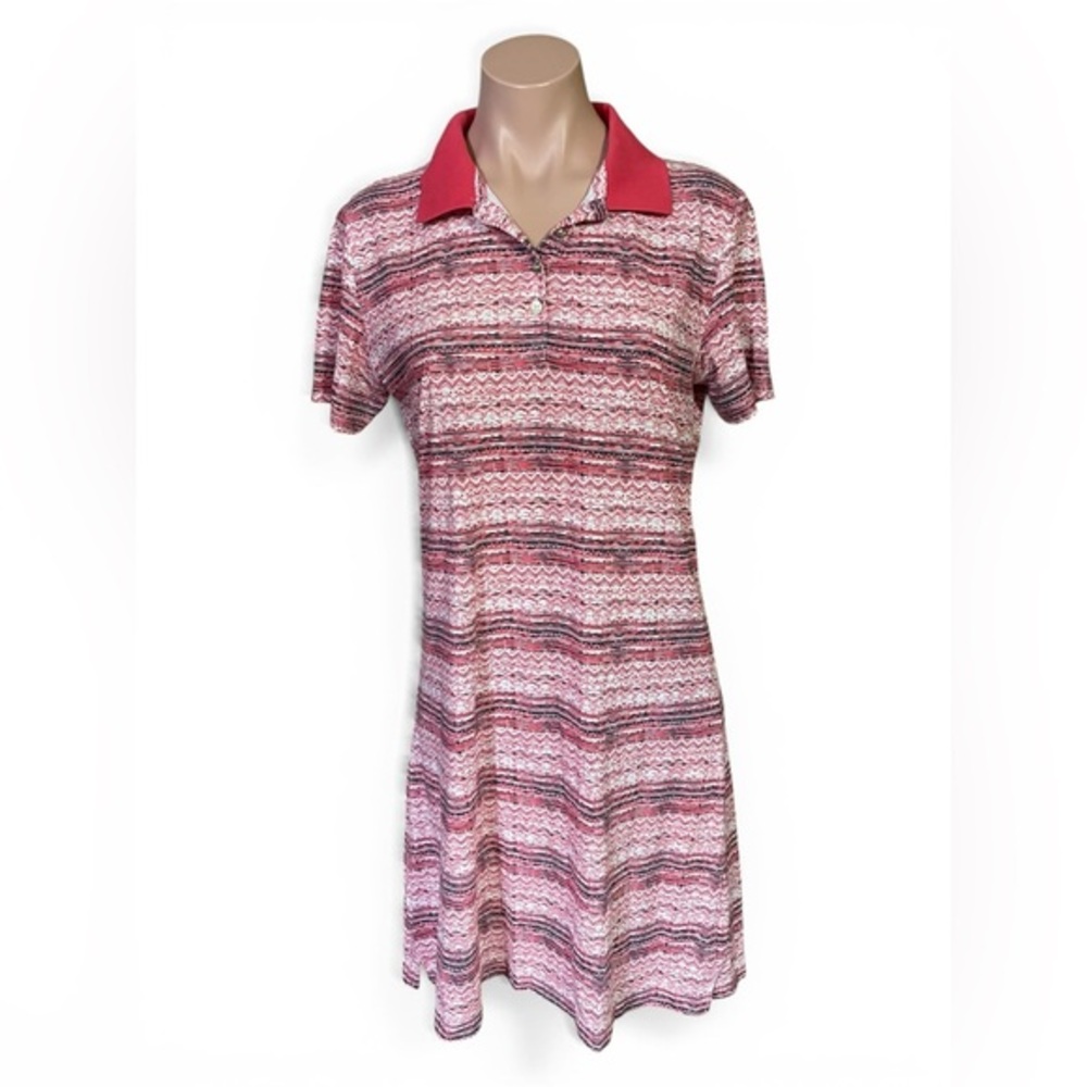 Riders By Lee Women M Printed Polo Shirt Dress Short Sleeve Knee Length